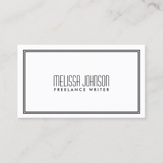 アールデコシンプルエレガンススタイルホワイト/ブラック 名刺 (正面)