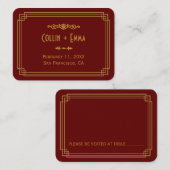 アールデコシンプルブルグンディ結婚ズ座席表 プレイスカード (正面/裏面)