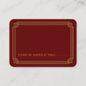 アールデコシンプルブルグンディ結婚ズ座席表 プレイスカード (裏面)