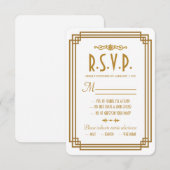 アールデコシンプルホワイトウェディングRSVPレスポンスカード 出欠カード (正面/裏面)