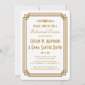 アールデコシンプルホワイトリハーサルディナー招待状 招待状 (正面)