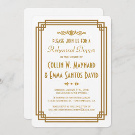 アールデコシンプルホワイトリハーサルディナー招待状 招待状