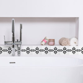 アールデコシンプル白黒幾何縁ど03 タイル