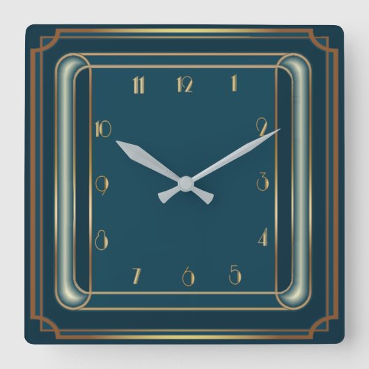 アールデコシンプル スクエア壁時計 (正面)