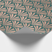 アールデコシーシェルはかりで測バラ金ゴールド銅ティール(緑がかった色) ラッピングペーパー (角)