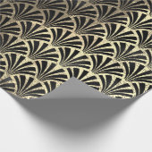 アールデコシーシェルスケールブラックチャフェイクンパイニュ金ゴールド ラッピングペーパー (角)