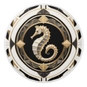 アールデコシーホース白黒と金ゴールドシーホース セラミックノブ (正面)