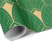 アールデコシームレスなパターン金ゴールドと緑 ラッピングペーパー (ロールコーナー)
