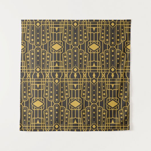 アールデコシームレス豪華な幾何学的パターン。ゴールデン タペストリー (正面)