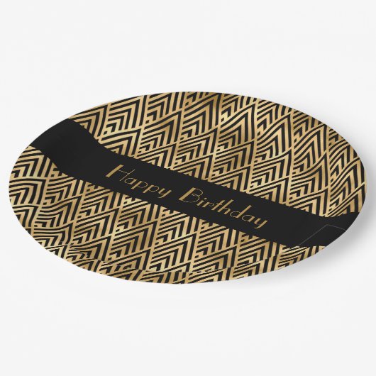 アールデコジオメトリックなカスタマイズ可能パーティー ペーパープレート (アングル)