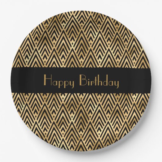 アールデコジオメトリックなカスタマイズ可能パーティー ペーパープレート (正面)