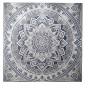 アールデコジオメトリックな円の線すべてのシェード灰色 タイル (正面)