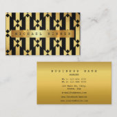 アールデコジオメトリックオーナメントVIPゴールデンブラックフォイル 名刺 (正面/裏面)