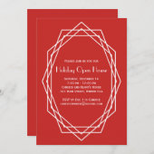 アールデコジオメトリックホリデーオープンハウスレッド 招待状 (正面/裏面)