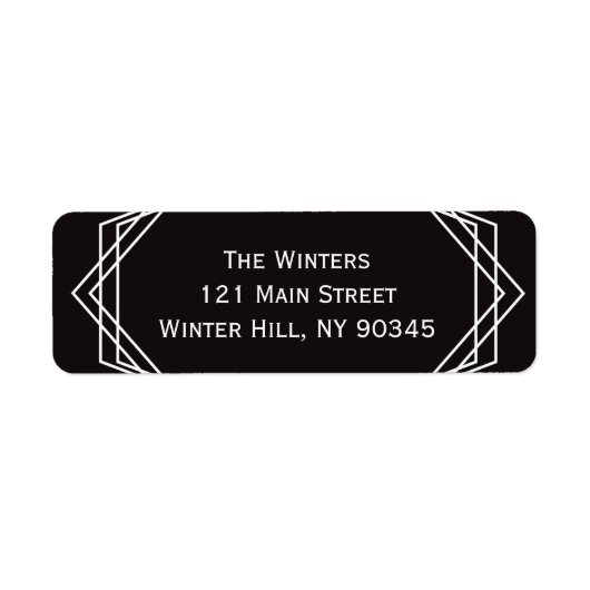 アールデコジオメトリックホリデー住所 シールブラック ラベル (正面)