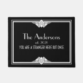 アールデコジオメトリ白黒ファミリ名Doormat ドアマット (正面)