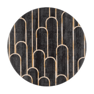 アールデコジオメトリ：金ゴールド水彩壁紙 カッティングボード