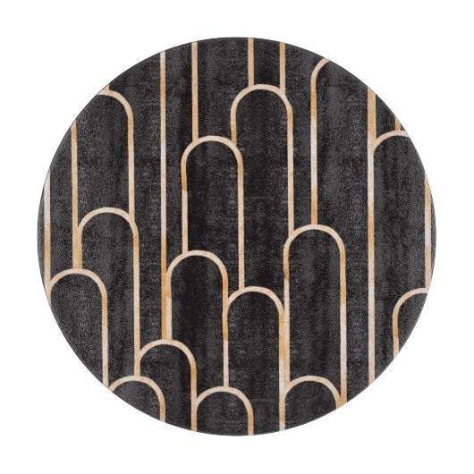 アールデコジオメトリ:金ゴールド水彩壁紙 カッティングボード (正面)