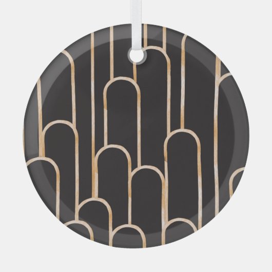 アールデコジオメトリ：金ゴールド水彩壁紙 ガラスオーナメント (正面)