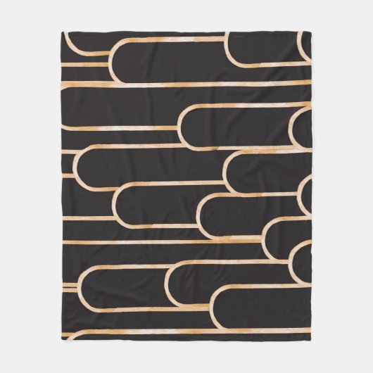 アールデコジオメトリ：金ゴールド水彩壁紙 フリースブランケット (正面)