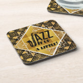 アールデコジャズサックス黒金ゴールド音楽 コースター (左側)