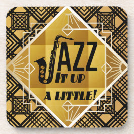 アールデコジャズサックス黒金ゴールド音楽 コースター