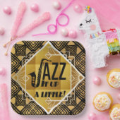 アールデコジャズサックス黒金ゴールド音楽 ペーパープレート (パーティー)