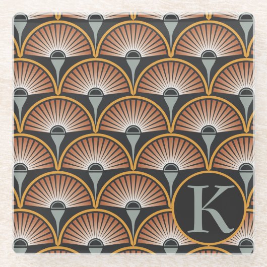 アールデコジャズ時代サンセットジュークボックス ガラスコースター (正面)