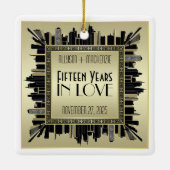 アールデコスアニバ結婚リーシャンパン金ゴールドギャツビー セラミックオーナメント (裏面)