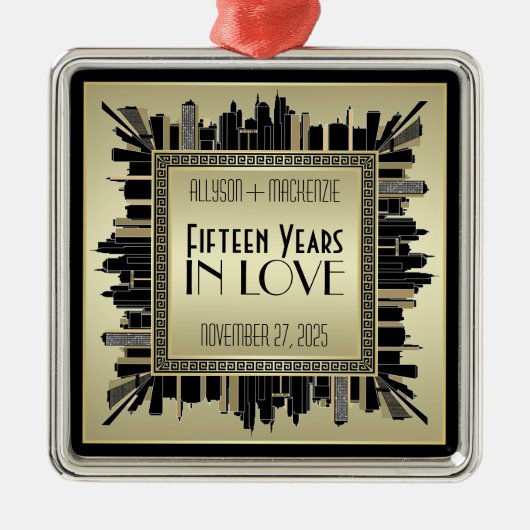 アールデコスアニバ結婚リーシャンパン金ゴールドギャツビー メタルオーナメント (正面)