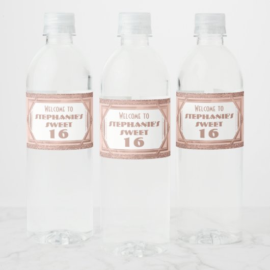 アールデコスウィート16バラ金ゴールドと赤面ピンクの好意 ペットボトルラベル (ボトル)