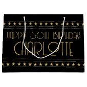 アールデコスカスタムターの年齢の名前ブラック金ゴールド ラージペーパーバッグ (正面)