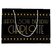 アールデコスカスタムターの年齢の名前ブラック金ゴールド ラージペーパーバッグ (裏面)