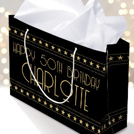 アールデコスカスタムターの年齢の名前ブラック金ゴールド ラージペーパーバッグ