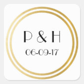 アールデコスクエア結婚ステッカーの封筒 スクエアシール (正面)