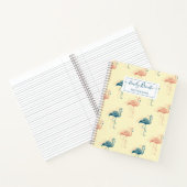 アールデコスタイリッシュピーチ&ブルーフラミンゴ模様 ノートブック (内部)