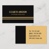 アールデコスタイリッシュライン – 金ゴールドと黒 名刺 (正面/裏面)