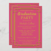 アールデコスタイリッシュ縁ど金ゴールド 招待状 (正面/裏面)