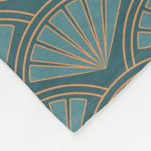 アールデコスタイルのティール(緑がかった色)青色 フリースブランケット (角)