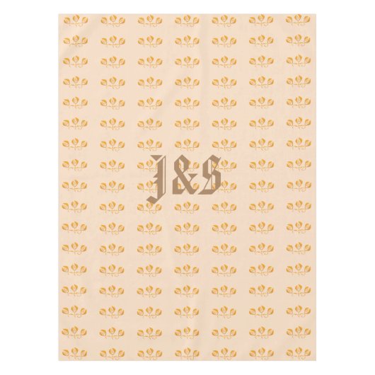 アールデコスタイルの花模様モノグラムの テーブルクロス (正面)