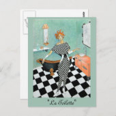 アールデコスタイルカード – -Orig.浴室のアート/女性 ポストカード (正面/裏面)