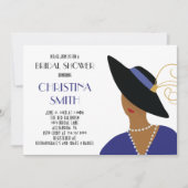 アールデコスタイルガールインブラックハットブライダルシャワー 招待状 (正面)