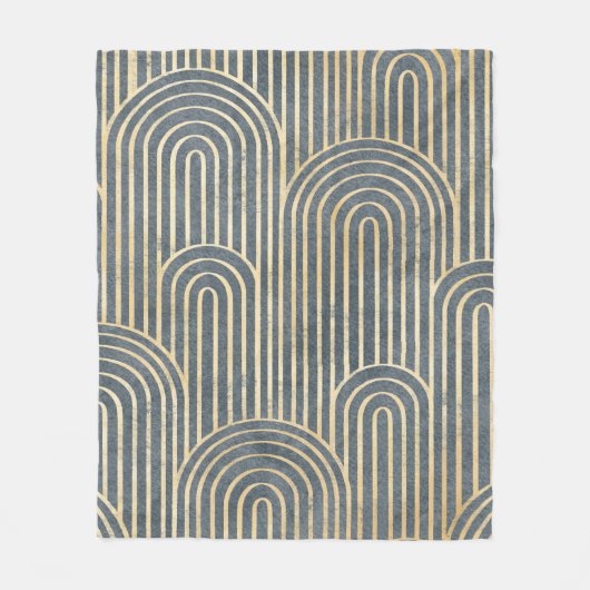 アールデコスタイルデザイン高級ジオメトリシームレスpa フリースブランケット (正面)