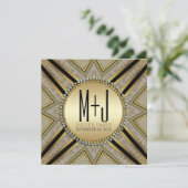 アールデコスタイルトゥーペ金ゴールドディナーパーティの招待状 招待状 (スタンド正面)