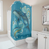 アールデコスタイルドルフィンイラストレーション シャワーカーテン (インサイチュ)