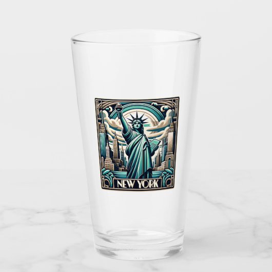 アールデコスタイルニューヨークイラストレーション タンブラーグラス (正面)