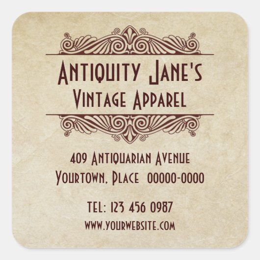 アールデコスタイルパーチメントのプロモーションスタンプ スクエアシール (正面)