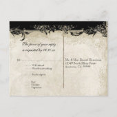 アールデコスタイルピーコックブラックnクリームヴィンテージレース インビテーションポストカード (裏面)