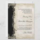 アールデコスタイルピーコックブラックnクリームヴィンテージレース 招待状 (裏面)