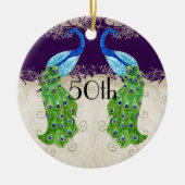 アールデコスタイルピーコックヴィンテージレースダークパープル セラミックオーナメント (正面)